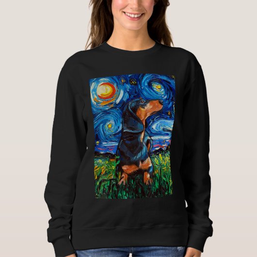 Sweatshirt Black and Tan Dachshund Doxie Starry Night Dog Art (Devant)