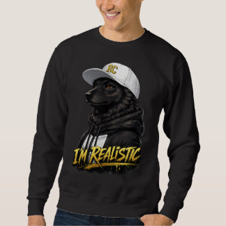 Sweatshirt Black Anime Dog Streetwear Art | I'm Realistic