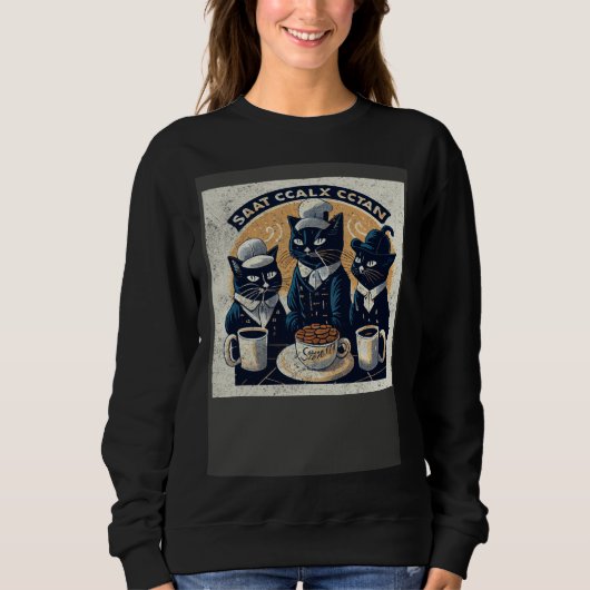 Sweatshirt Black Cat Coffee Squad (Devant)
