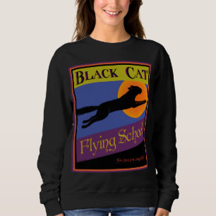 Sweatshirt Black Cat Flying School T-shirt Halloween Vintage