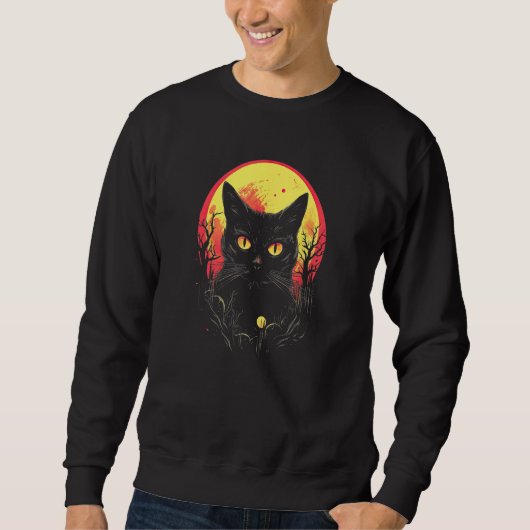 Sweatshirt Black Cat Forest Moon Mystical Cat (Devant)