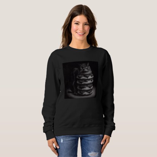 Sweatshirt Black Cat Pile Hamburger (Devant entier)