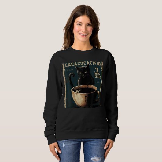 Sweatshirt Black Cat Soccer Coffee (Devant entier)