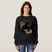 Sweatshirt Black Cat Thinking Hamburger (Devant entier)