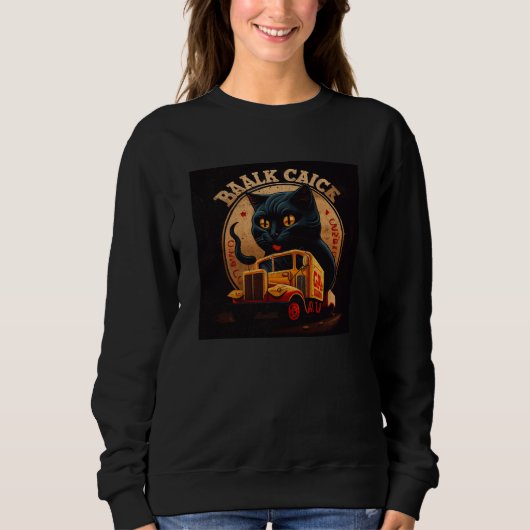 Sweatshirt Black Cat Truck Driver Mac And Cheese (Devant)