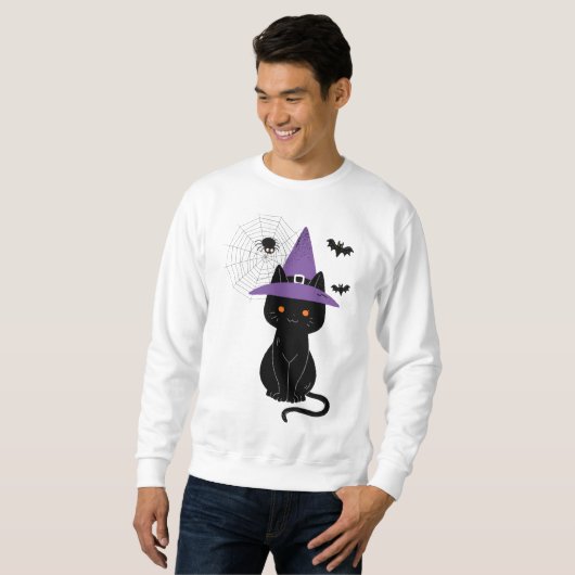 Sweatshirt Black Cat Witch Halloween (Devant entier)