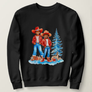 Sweatshirt Black Cowboy Cowgirl Couple hiver Scène de Noël