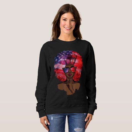 Sweatshirt Black Girl Us Drapeau Melanin Afro Hair Afro Ameri (Devant entier)