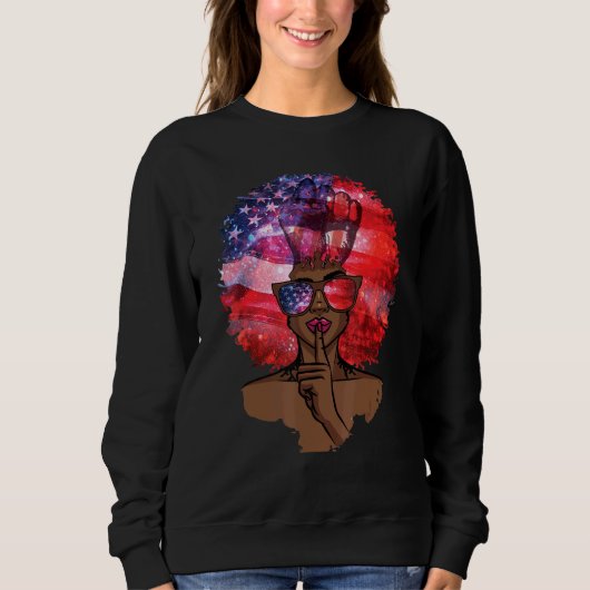 Sweatshirt Black Girl Us Drapeau Melanin Afro Hair Afro Ameri (Devant)