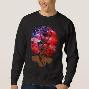 Sweatshirt Black Girl Us Drapeau Melanin Afro Hair Afro Ameri