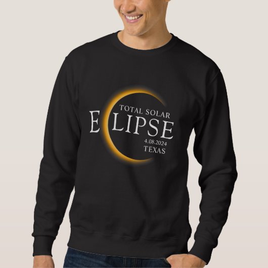 Sweatshirt Black & Gold 2024 Texas Total Solar Eclipse (Devant)