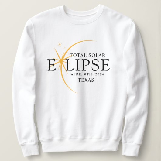 Sweatshirt Black & Gold 2024 Texas Total Solar Eclipse (Design devant)