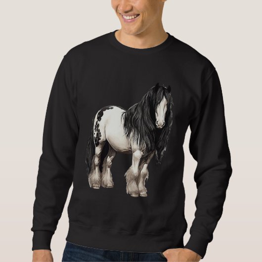 Sweatshirt Black Gypsy Vanner Horse  Riding Equestrian (Devant)