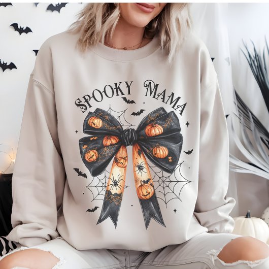 Sweatshirt Black Halloween Éffrayant Mama Bow Coquette