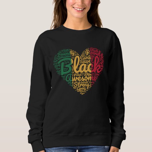 Sweatshirt Black History Month African Proud Afro Valentines  (Devant)