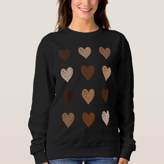 Sweatshirt Black History Month Tee Melanin Skin Tone Hearts V (Devant)