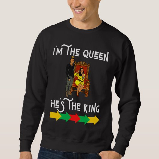 Sweatshirt Black King Queen Husband Wife Boyfriend Girlfriend (Devant)
