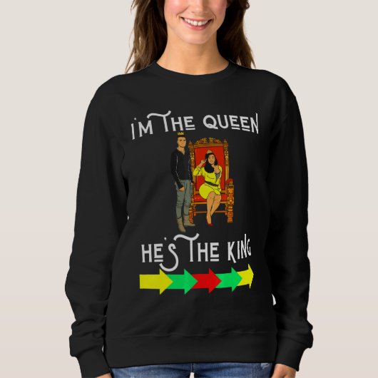 Sweatshirt Black King Queen mari femme petit ami ami (Devant)