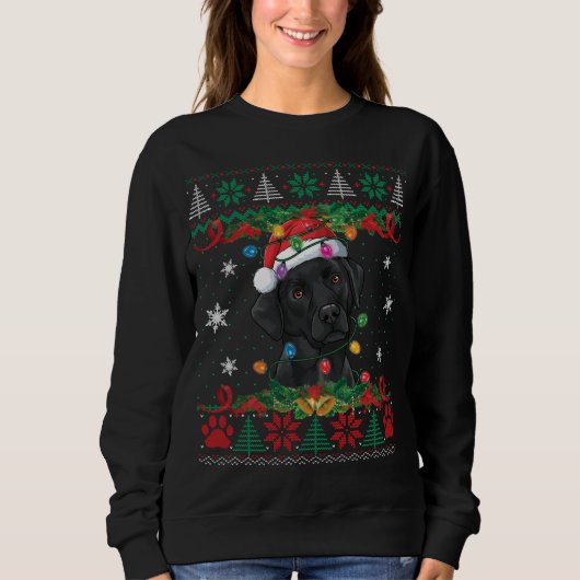 Sweatshirt Black Lab Christmas Père Noël Amoureux des chiens (Devant)