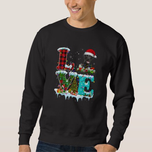 Sweatshirt Black Lab Christmas Tree Light Pajama Dog Xmas (Devant)