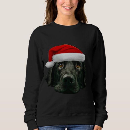 Sweatshirt Black Lab Cute Santa Hat Image Drôle Noël (Devant)