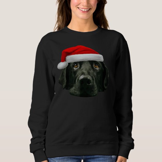 Sweatshirt Black Lab Cute Santa Hat Image Noël (Devant)