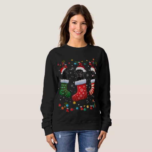 Sweatshirt Black Lab Labrador Chaussettes de Noël Funny Xmas (Devant entier)
