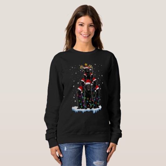 Sweatshirt Black Lab Labrador Christmas Tree Light Noël (Devant entier)