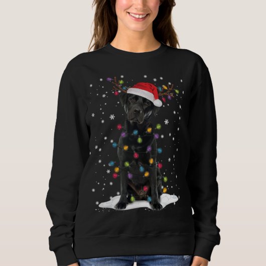 Sweatshirt Black Lab Labrador Christmas Tree Light Pyjama Chi (Devant)