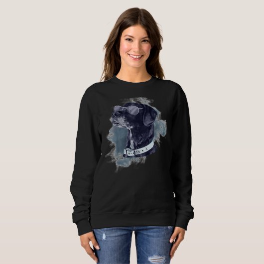 Sweatshirt Black Lab Labrador Retriever Chien avec lunettes C (Devant entier)