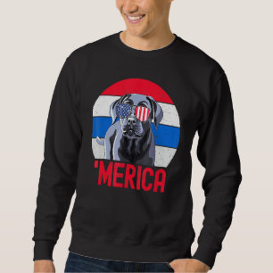 Sweatshirt Black Lab USA American Flag 4 juillet Pride Part