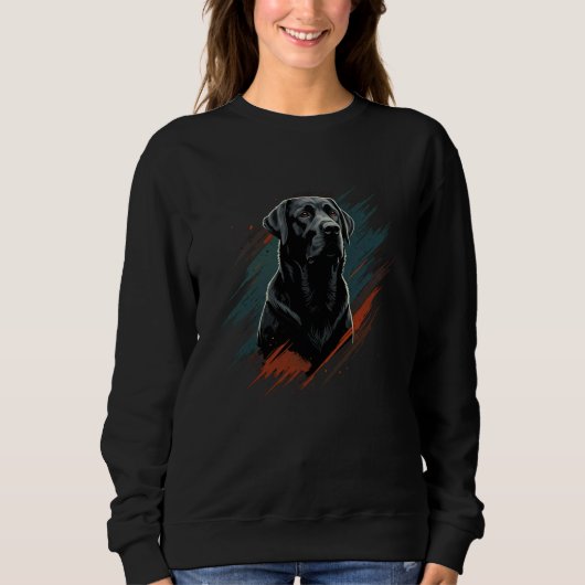Sweatshirt Black Labrador Abstrait Retro Paint Lab (Devant)