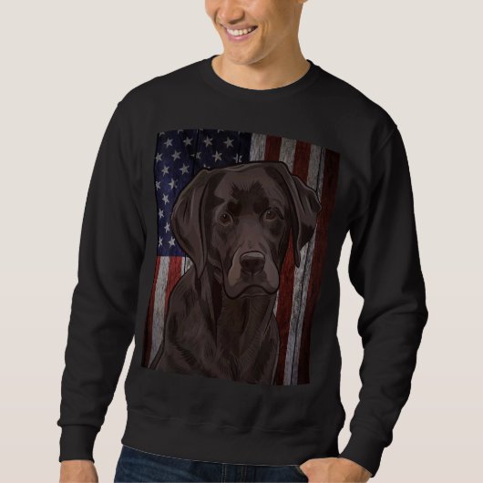 Sweatshirt Black Labrador États-Unis Drapeau Propriétaire du (Devant)