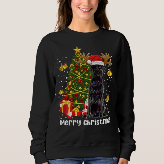 Sweatshirt Black Labrador Retriers Père Noël Christmas Tree L (Devant)