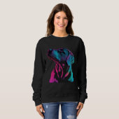 Sweatshirt Black Labrador Synthwave 80s Retrowave Aesthetic (Devant entier)