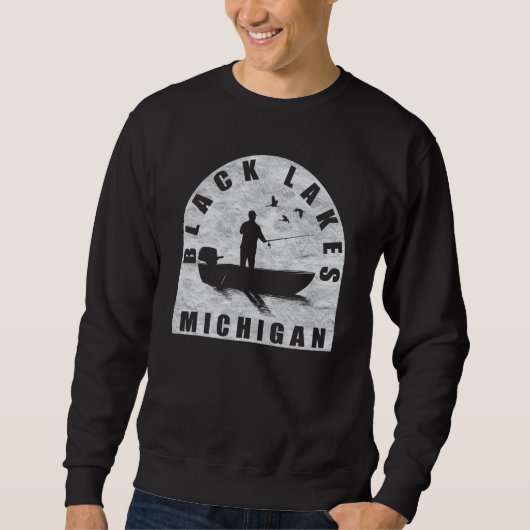 Sweatshirt Black Lakes Fishing Michigan (Devant)