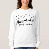Sweatshirt Black Père Noël Sleigh And Deer & Joyeux Noël Text (Devant)