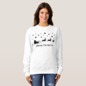 Sweatshirt Black Père Noël Sleigh And Deer & Joyeux Noël Text (Devant entier)