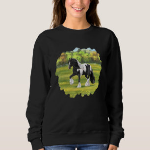 Sweatshirt Black Pinto Piebald Gypsy Vanner Irish Cob Draft H