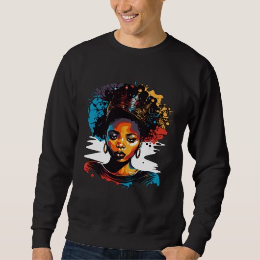 Sweatshirt Black Queen Afro Melanin Dripping Black History Mo (Devant)