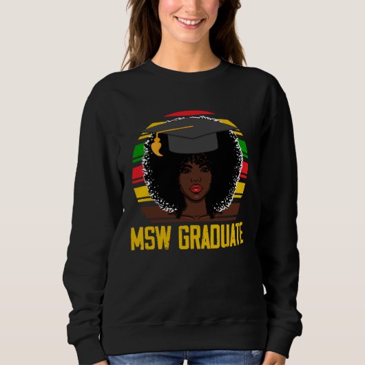 Sweatshirt Black Queen MSW Social Work Retro Afro Masters Gra (Devant)