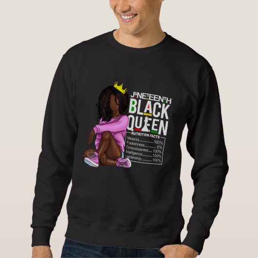 Sweatshirt Black Queen Nutritional Facts African American Wom (Devant)