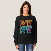 Sweatshirt Black Rhinoceros Pop Illustration Colorful Animal (Devant entier)