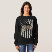 Sweatshirt Black White American Flag Siberian Husky 4th Of Ju (Devant entier)