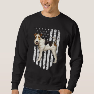 Sweatshirt Black White American Flag Wire Fox Terrier 4e de