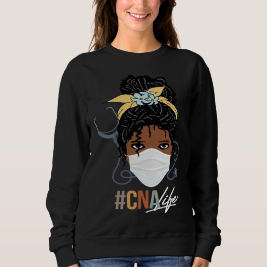 Sweatshirt Black Woman CNA Life Emergency Nurse Assitant Firs (Devant)