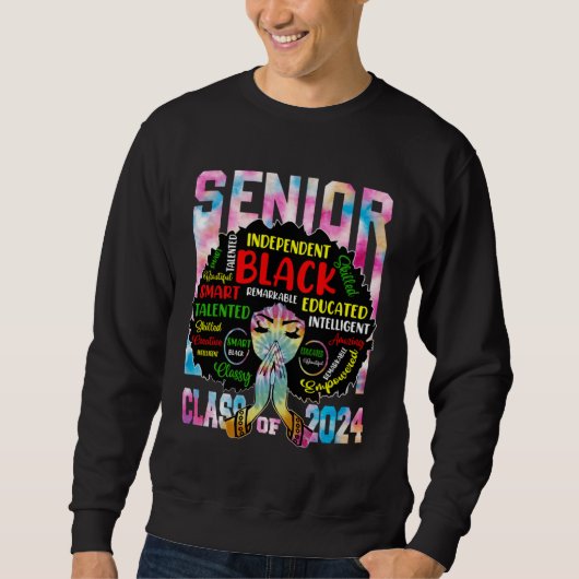Sweatshirt Black Women Senior Class Of 2024 Tie Dye African G (Devant)