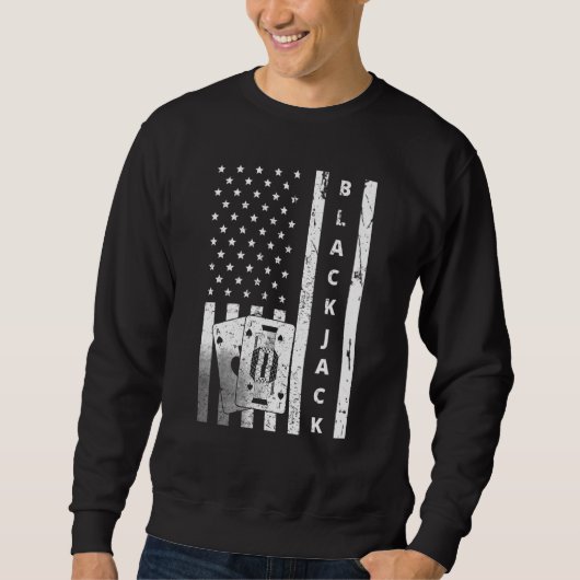 Sweatshirt Blackjack Vintage US Flag Gambling Casino Blackjac (Devant)