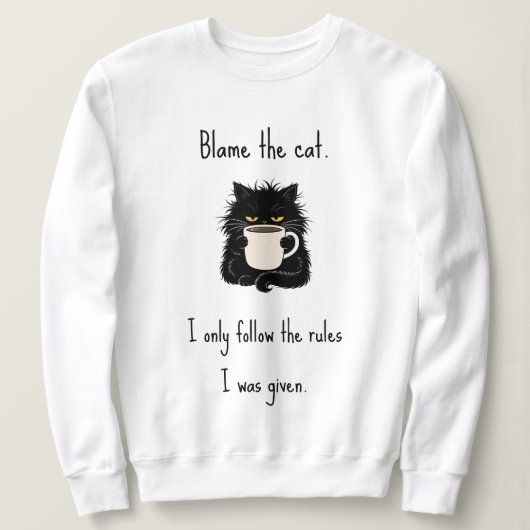 Sweatshirt Blâmer le chat Amusing grumpy Black Cat Lover (Design devant)