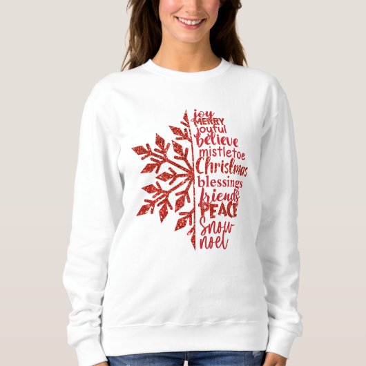 Sweatshirt blanc Festive Red Script (Devant)